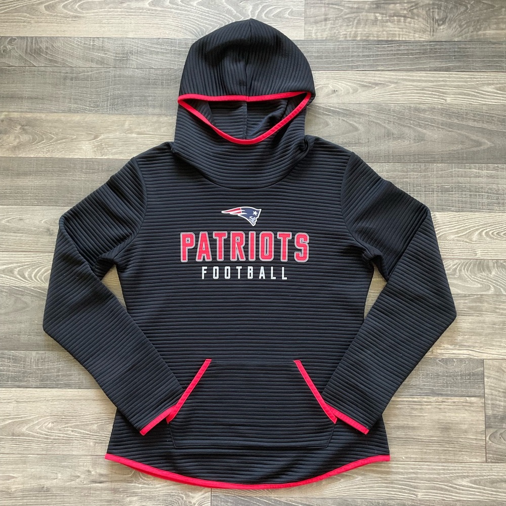 NFL Team Apparel New England Patriots Hoodie Womens MEDIUM Black Ribbed TX3 Warm